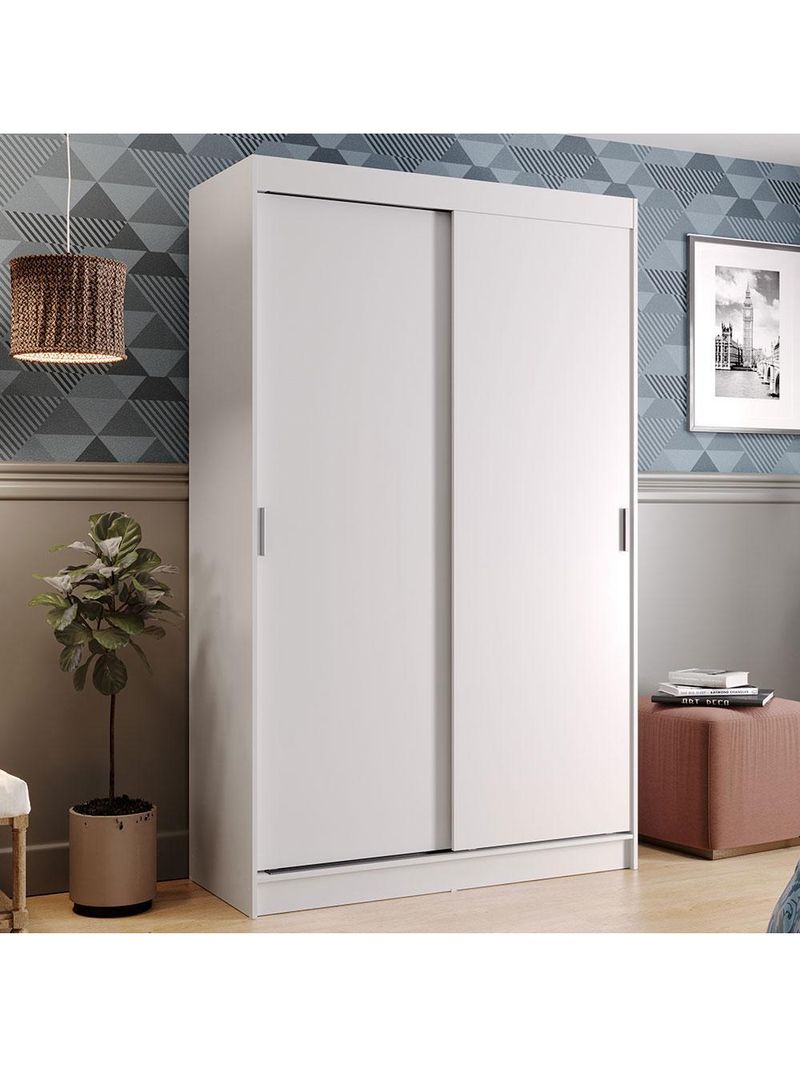 Guarda-roupa solteiro madesa tokio 2 portas de correr 2 gavetas - branco
