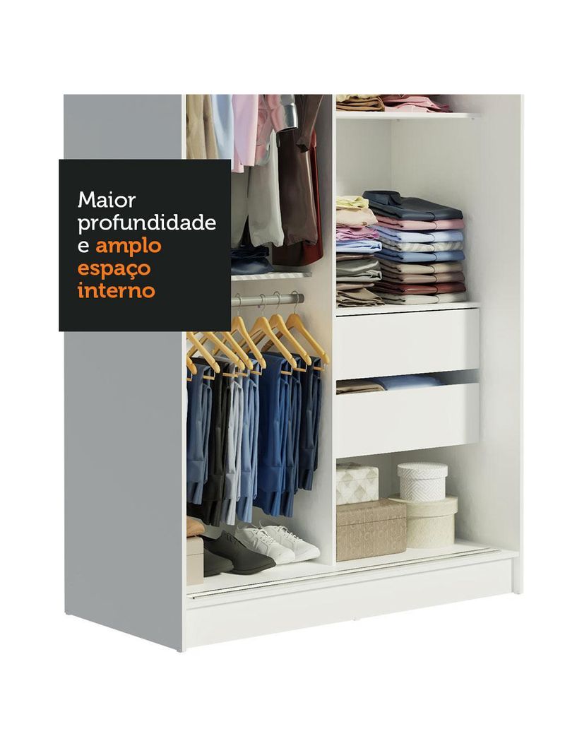 Guarda-roupa solteiro madesa tokio 2 portas de correr 2 gavetas - branco