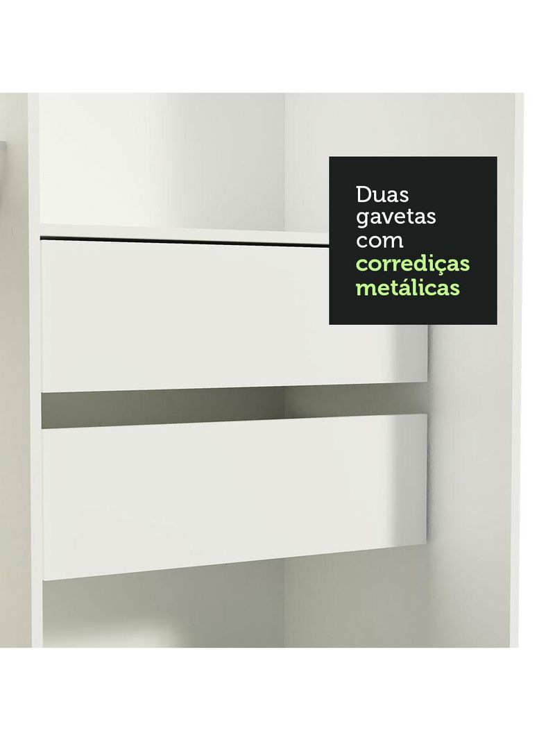 Guarda-roupa solteiro madesa tokio 2 portas de correr 2 gavetas - branco