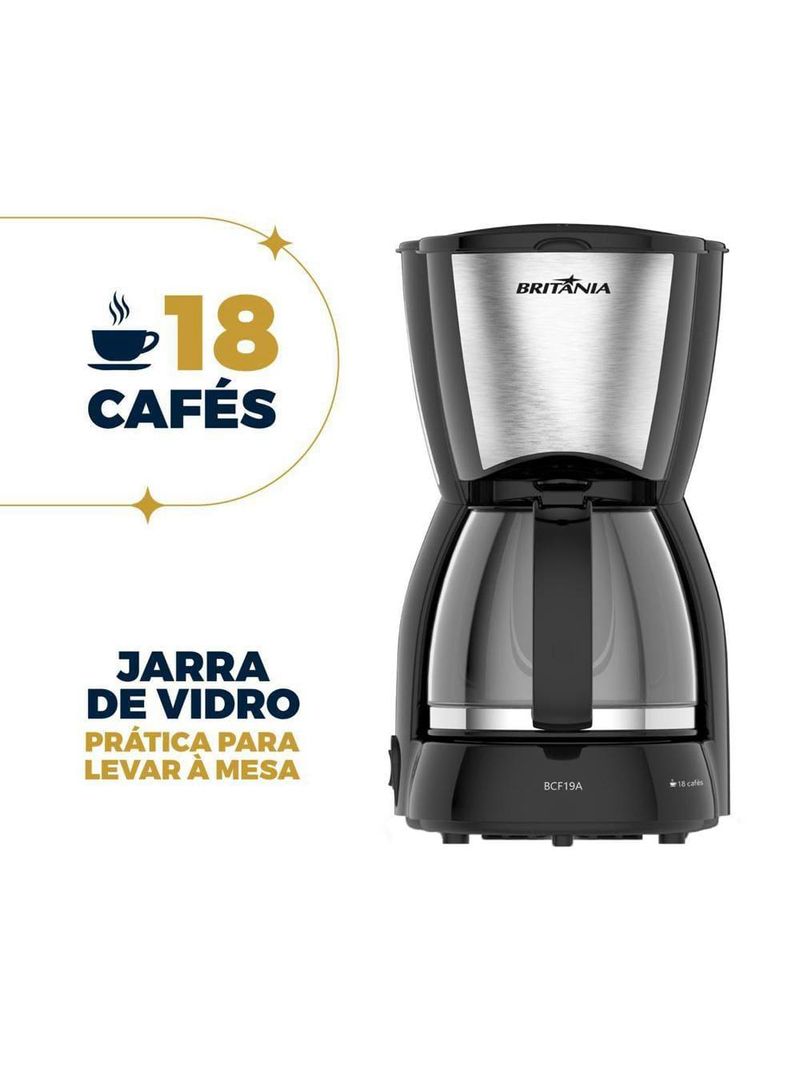Cafeteira elétrica britânia bcf19 18 xícaras - preto e inox