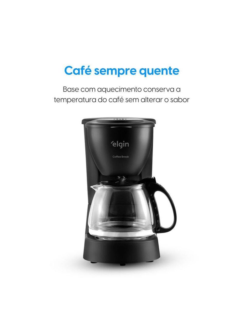 Cafeteira elétrica elgin coffee break 15 xícaras preta 650w filtro permanente sistema corta-pingo