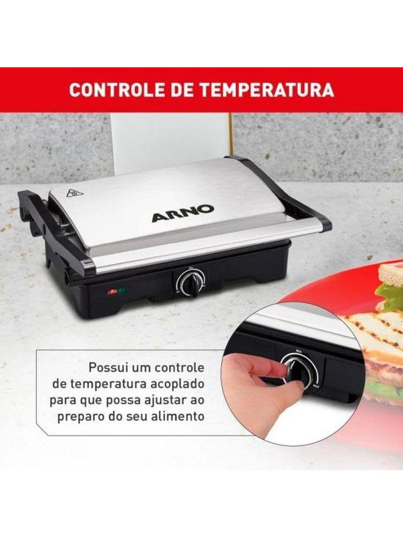 Grill Arno Dual Gnox Inox Com Abertura De 180° 110V