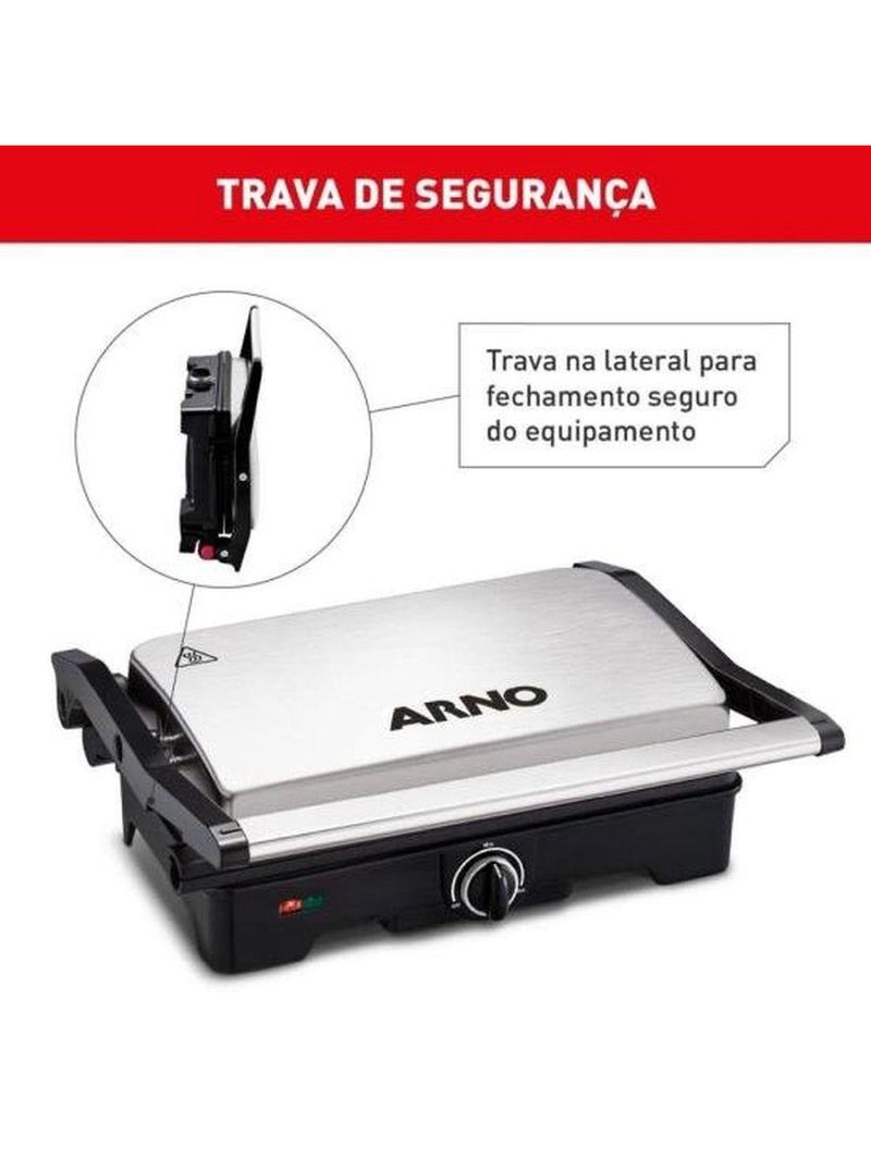 Grill Arno Dual Gnox Inox Com Abertura De 180° 110V