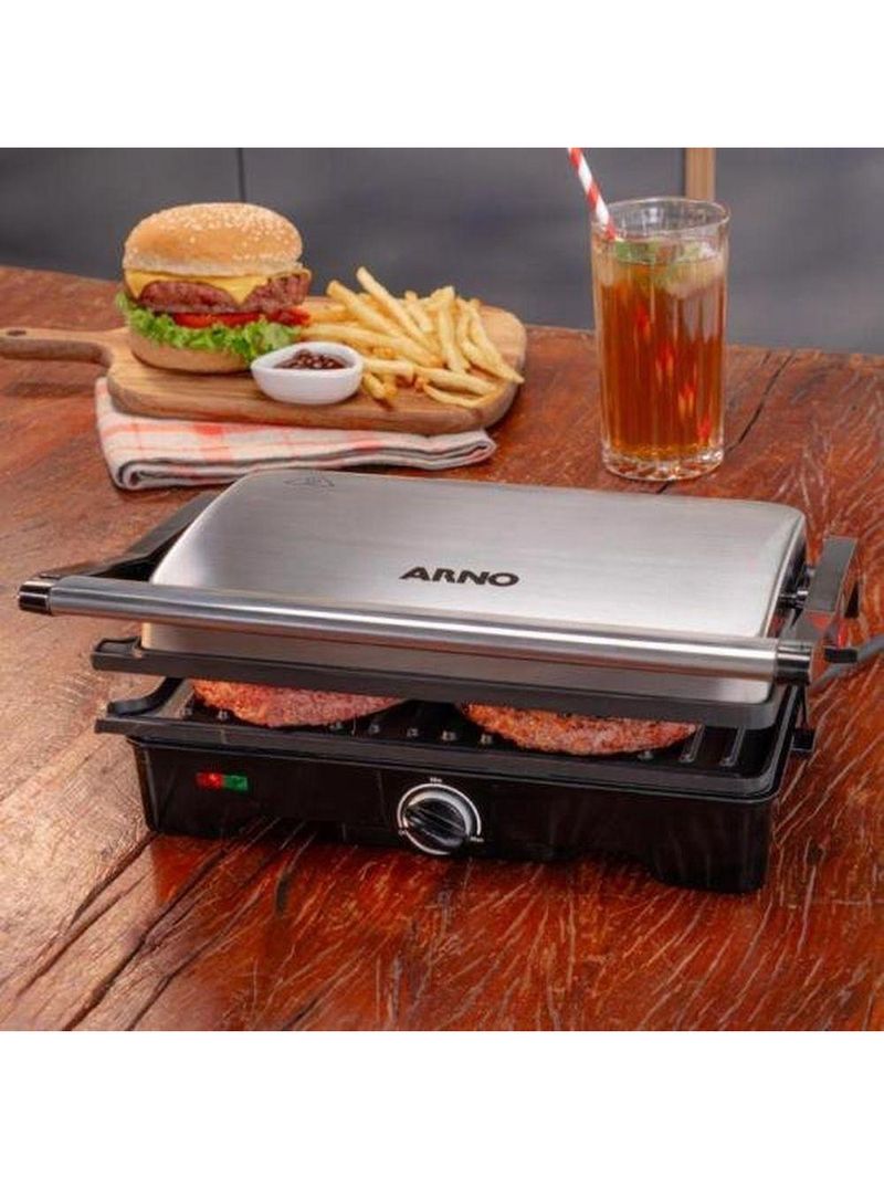 Grill Arno Dual Gnox Inox Com Abertura De 180° 110V