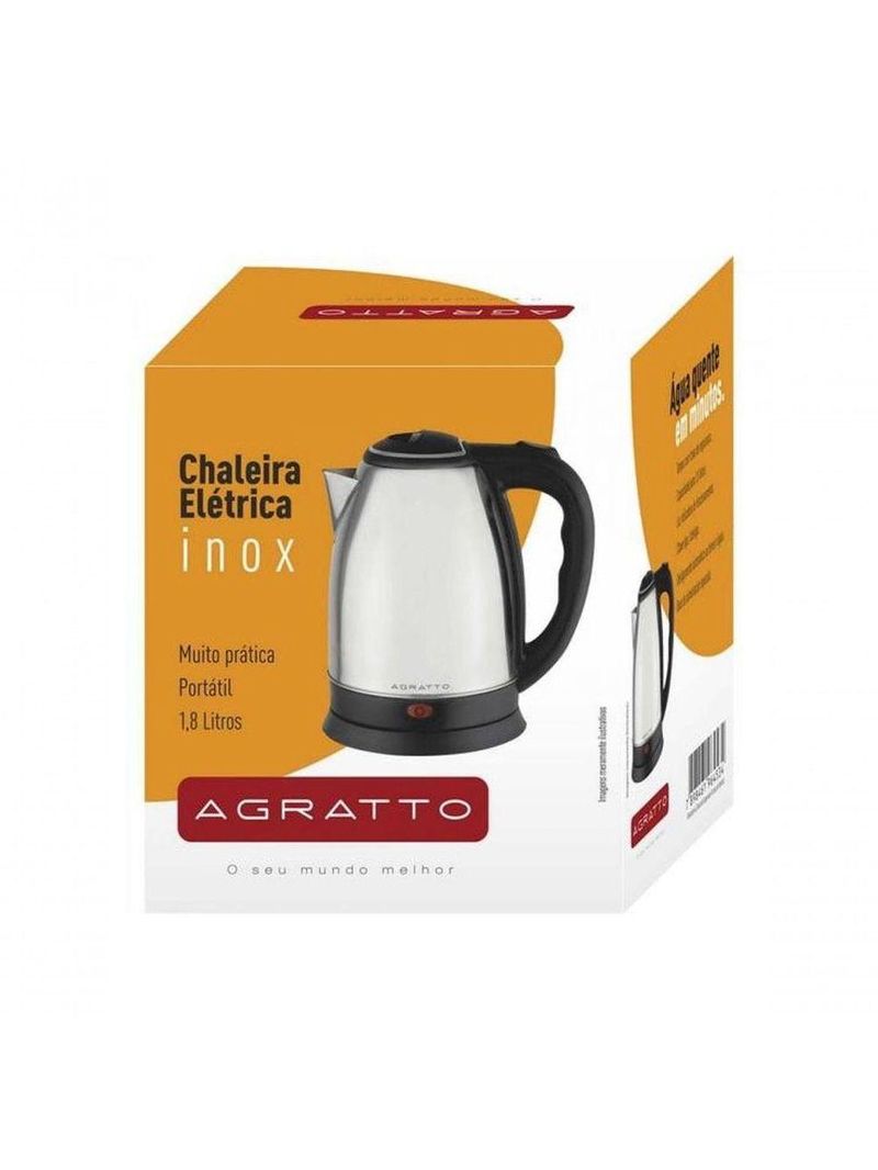 Chaleira Elétrica Agratto Ce02 Prata Em Aço Inox 220v