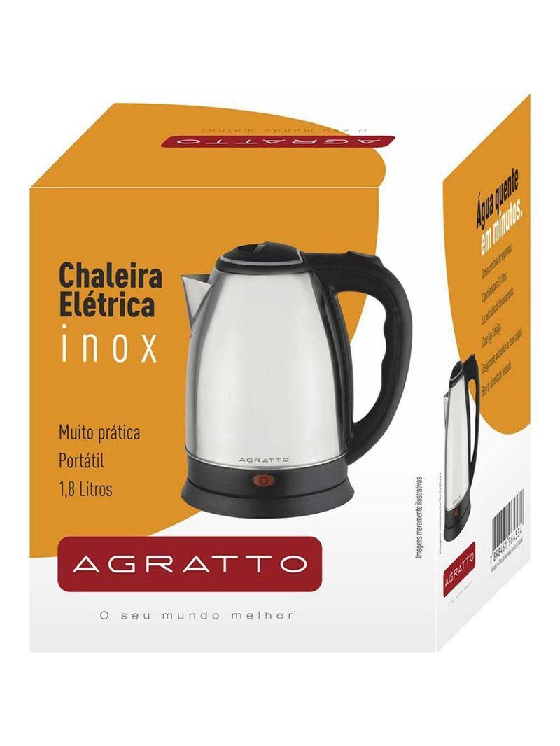Chaleira Elétrica Agratto Ce02 Prata Em Aço Inox 220v
