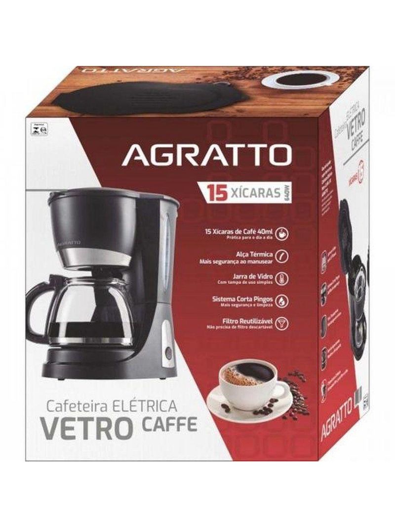 Agratto Cafeteira Elétrica Vetro Caffe Cev15 220v