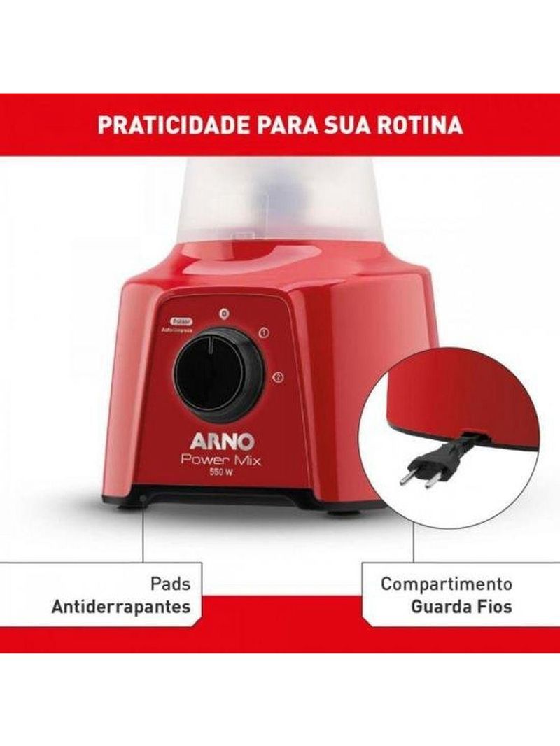 Liquidificador Arno Power Mix 550w Vermelho 220v