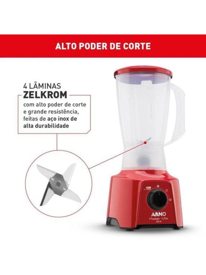 Liquidificador Arno Power Mix 550w Vermelho 110V