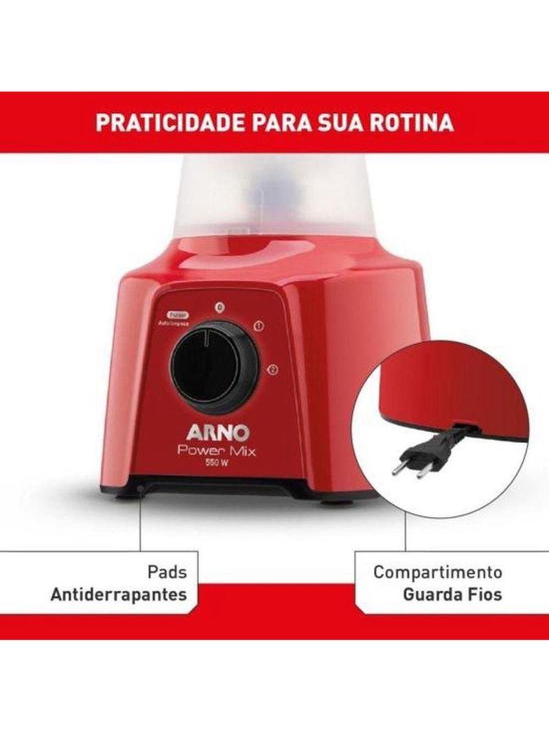 Liquidificador Arno Power Mix 550w Vermelho 110V