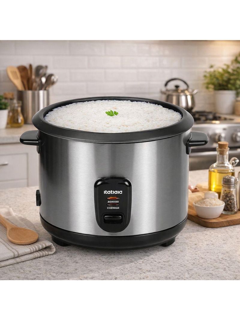 Panela De Arroz Elétrica 8 Xícaras 1,5L 500W Inox 110V
