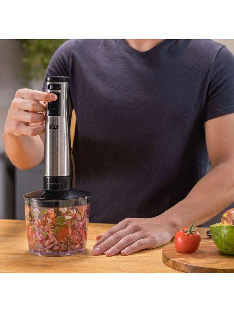 Mixer 3 Em 1 Wap Processador Portátil Inox Com Batedor De Claras 220V