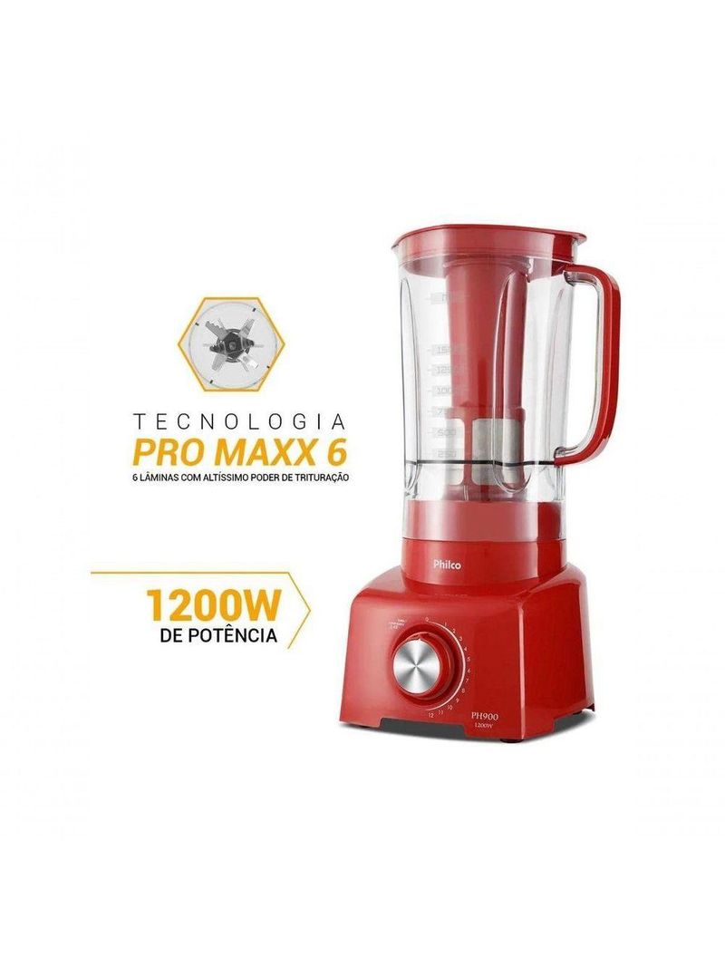 Liquidificador Philco Ph900 C/ Filtro 12v 3l Vermelho 220v