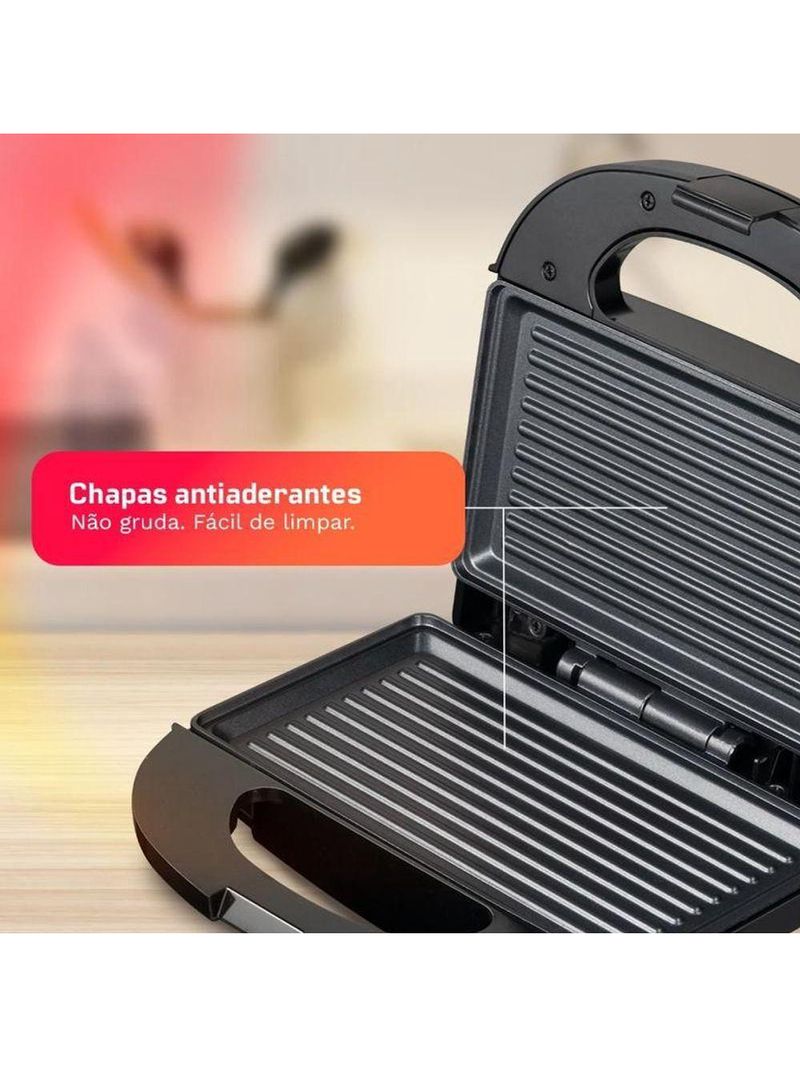 Sanduicheira E Grill HQ 750w Antiaderente Preto 110V