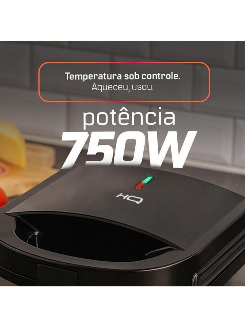 Sanduicheira E Grill HQ 750w Antiaderente Preto 110V