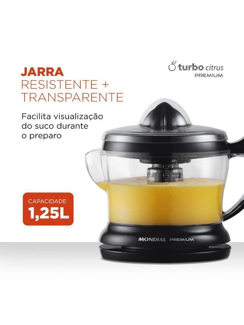 Espremedor De Frutas Mondial 1,2L 30W Premium E-02 Preto 110V