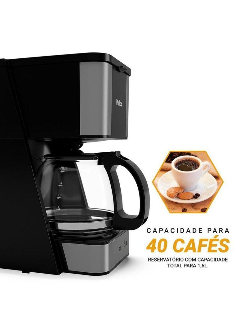 Cafeteira Philco 40 Cafezinhos 1,6 Litros PCF40A 950W Preto 220V