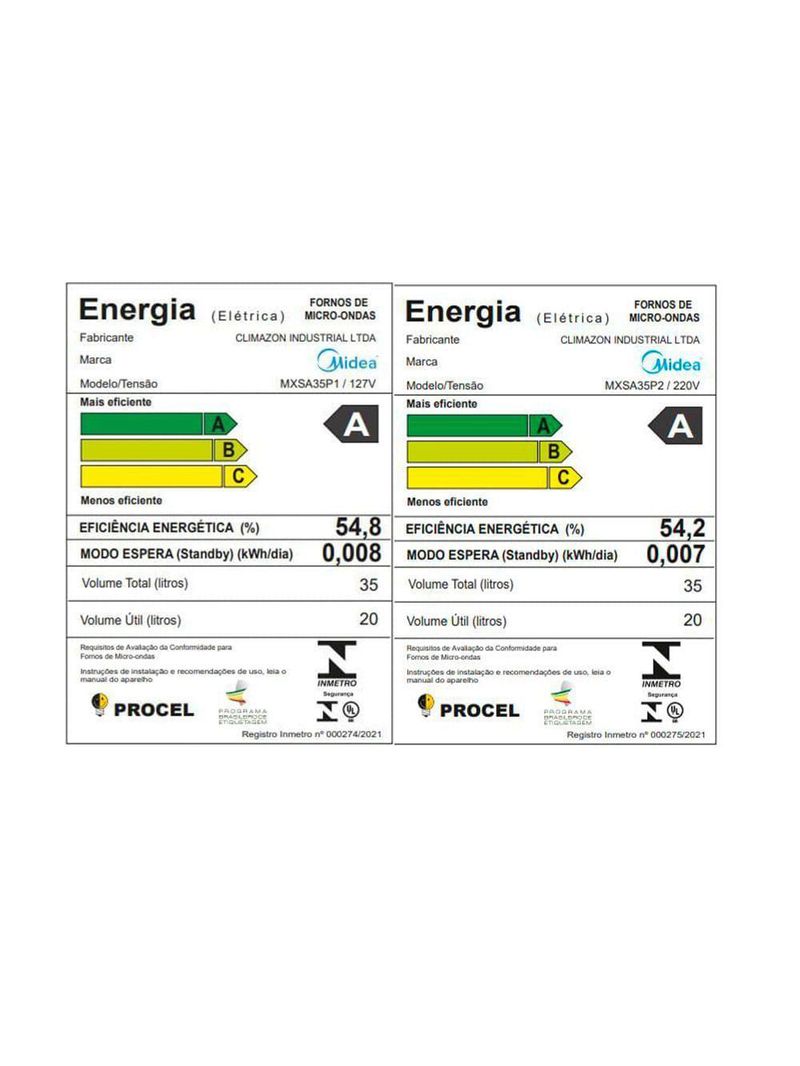 Micro-ondas Midea 35L Branco Porta Preta Smartplate MXSA35P 127v