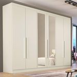 Guarda Roupa Casal Com Espelho 6 Portas 6 Gavetas - Oslo-off White - Made Marcs