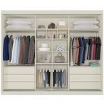 Guarda Roupa Casal Ripado Com Espelho - Athenas-off White - Móveis Europa