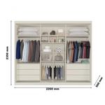 Guarda Roupa Casal Ripado Com Espelho - Athenas-off White - Móveis Europa