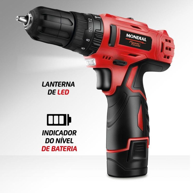 Parafusadeira Furadeira Maleta Bivolt Mondial Pi-11ma