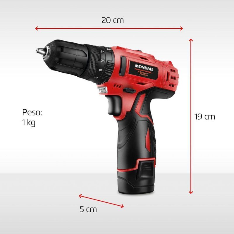 Parafusadeira Furadeira Maleta Bivolt Mondial Pi-11ma