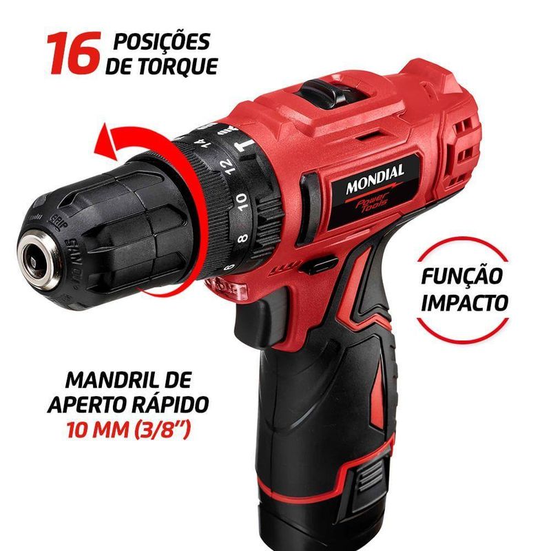 Parafusadeira Furadeira Maleta Bivolt Mondial Pi-11ma