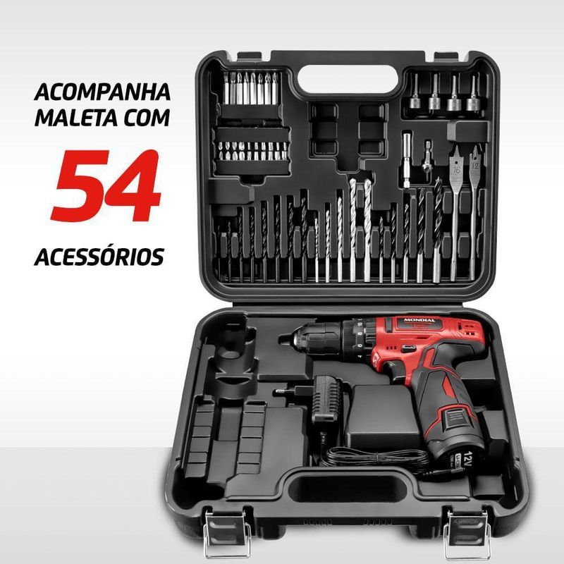 Parafusadeira Furadeira Maleta Bivolt Mondial Pi-11ma