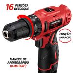 Parafusadeira E Furadeira 12V Com Maleta Pi-12Ma Bivolt