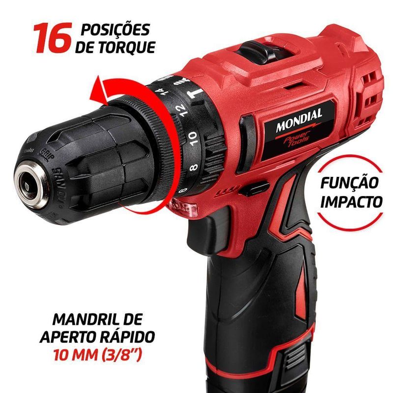 Parafusadeira E Furadeira 12V Com Maleta Pi-12Ma Bivolt
