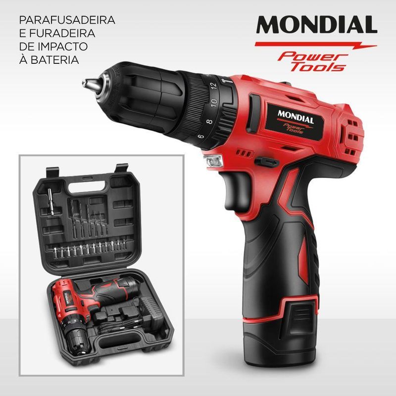 Parafusadeira E Furadeira 12V Com Maleta Pi-12Ma Bivolt
