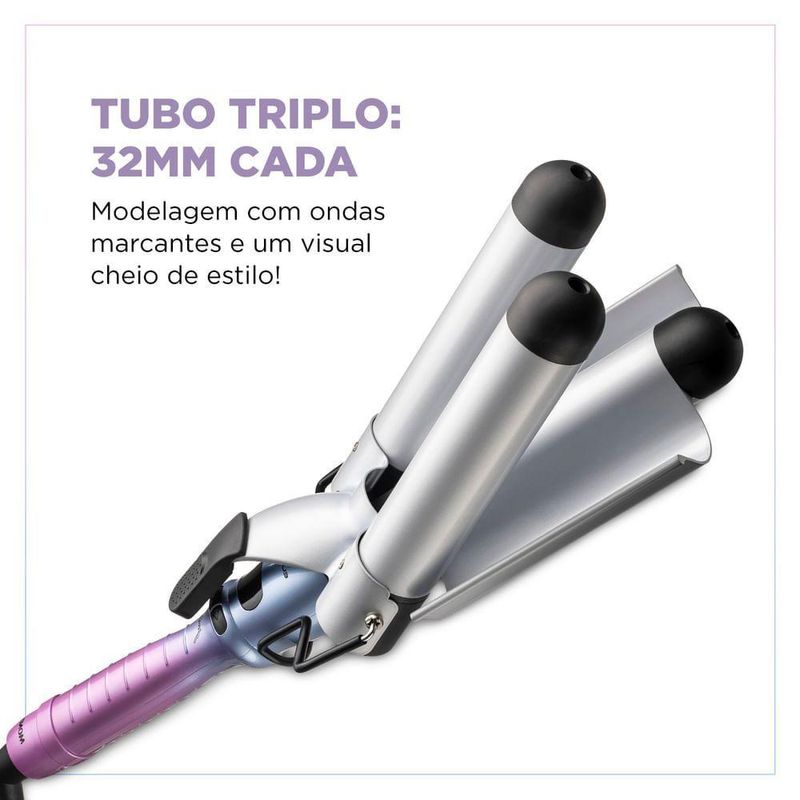 Modelador De Cachos Triondas By Juliette Mondial Azul/rosa MCT-JU-03 Bivolt