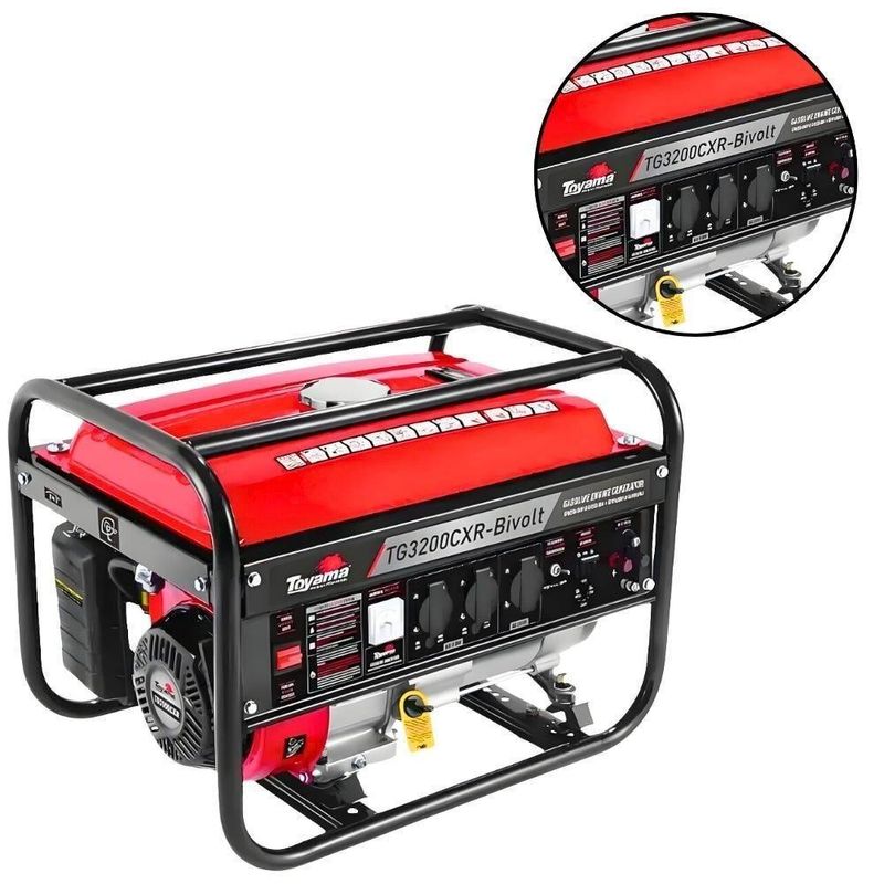 Gerador De Energia à Gasolina 3,1kva 4 Tempos 7 Hp Bivolt Tg3200cxr Toyama Bivolt