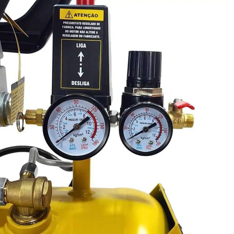 Compressor De Ar 2,5hp 22l 220v Com Parafusadeira 12v Bivolt Com Kit 13 Peças Tekna Evald