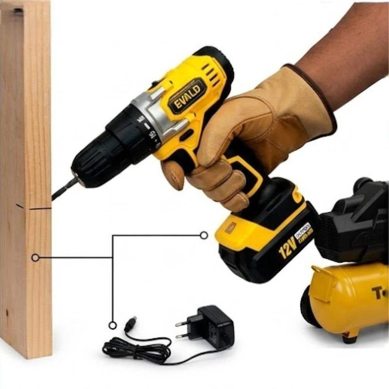 Compressor De Ar 2,5hp 22l 220v Com Parafusadeira 12v Bivolt Com Kit 13 Peças Tekna Evald