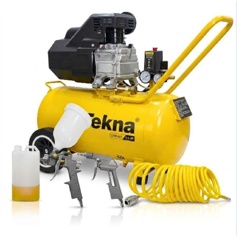 Compressor De Ar Com Kit 2,5hp 43l 127v E Parafusadeira 12v Bivolt Com Kit 13 Peças Tekna Evald