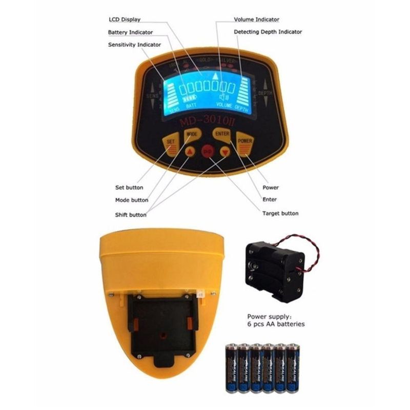 Detector De Metal Metais Ouro Prata Bronze Tesouro Moeda Joias A Agua Digital Com Display Lcd