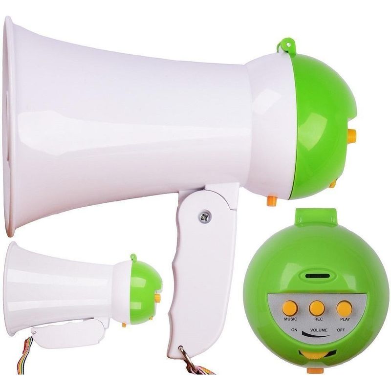 Megafone Amplificador Portatil Mini Gravador De Mao Ajuste Sirene Musical Dobravel A Pilha