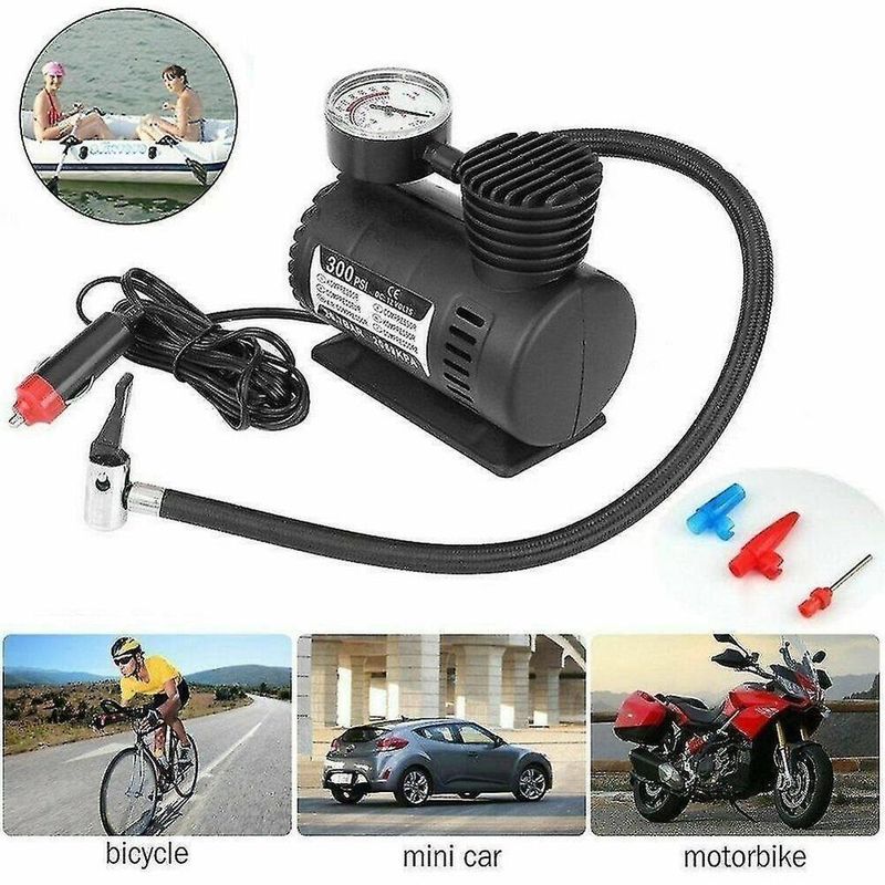Mini Compressor De Ar Eletrico 12v Portatil Veicular 3 Bicos