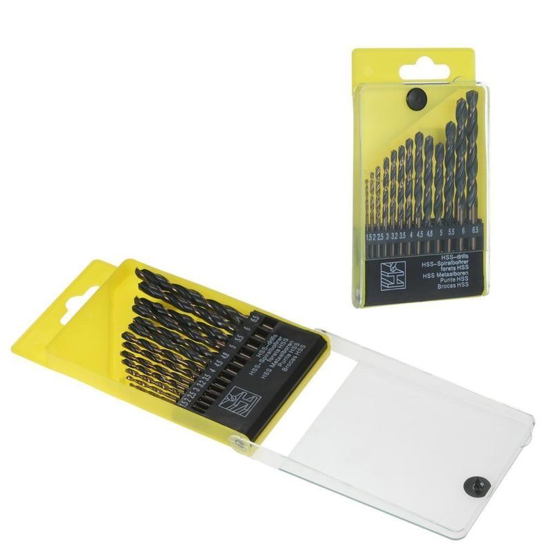Jogo Brocas 13 Peças Com Estojo Aco Rapido Kit Perfuracao Metal Plastico Furadeira Parafusadeira Multitamanhos Profissio