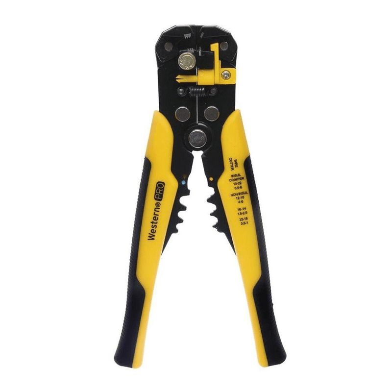 Alicate de Crimpar V-318 para Fios de 0,2 a 6MM com Cabo Anatômico Preto e Amarelo Western