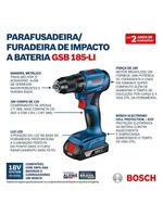 Parafusadeira Furadeira de Impacto 18 Volts 2 Baterias com Maleta + 23 Acessórios Gsb185li Bosch