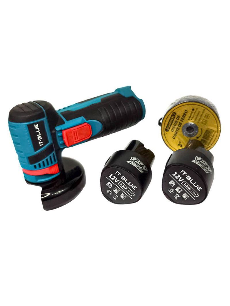 Kit Lixadeira Esmerilhadeira Angular 2 Bateria 12v+20 Discos