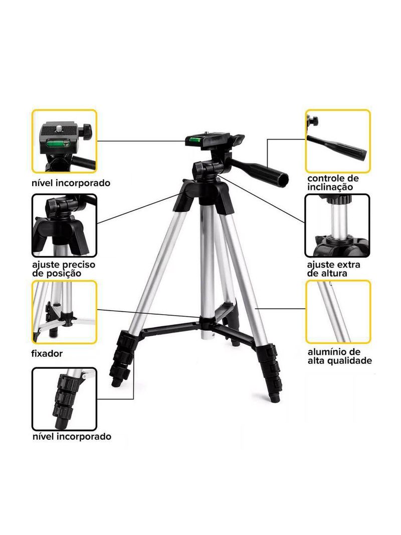 Kit Mini Nível Laser 20m Com Tripé 2 Linhas E Bateria Recarregável