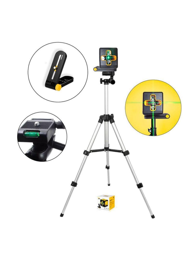 Kit Mini Nível Laser 20m Com Tripé 2 Linhas E Bateria Recarregável