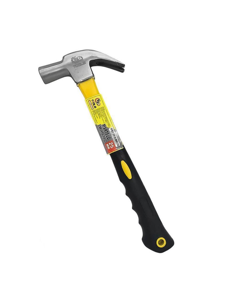Martelo Unha Com Cabo Emborrachado Cabeça 25mm Aço Carbono