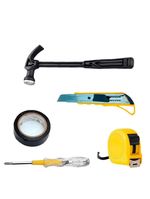 Kit De Ferramentas 5 Peças - Martelo, Estilete Reparos Trena E Chave De Fenda Elétrica