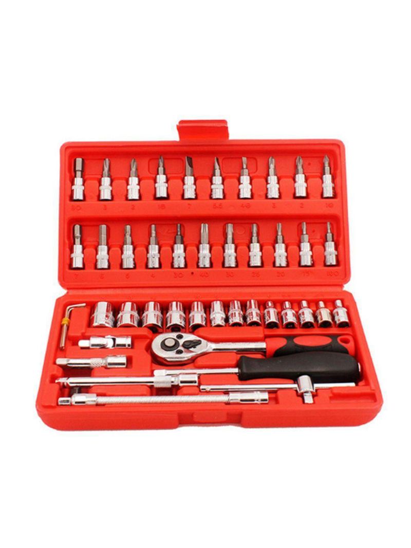 Conjunto De Ferramentas Socket 1-4 – 46 Peças Com Soquetes, Chaves E Acessórios Em Aço Cromo