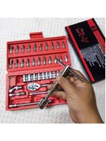 Conjunto De Ferramentas Socket 1-4 – 46 Peças Com Soquetes, Chaves E Acessórios Em Aço Cromo